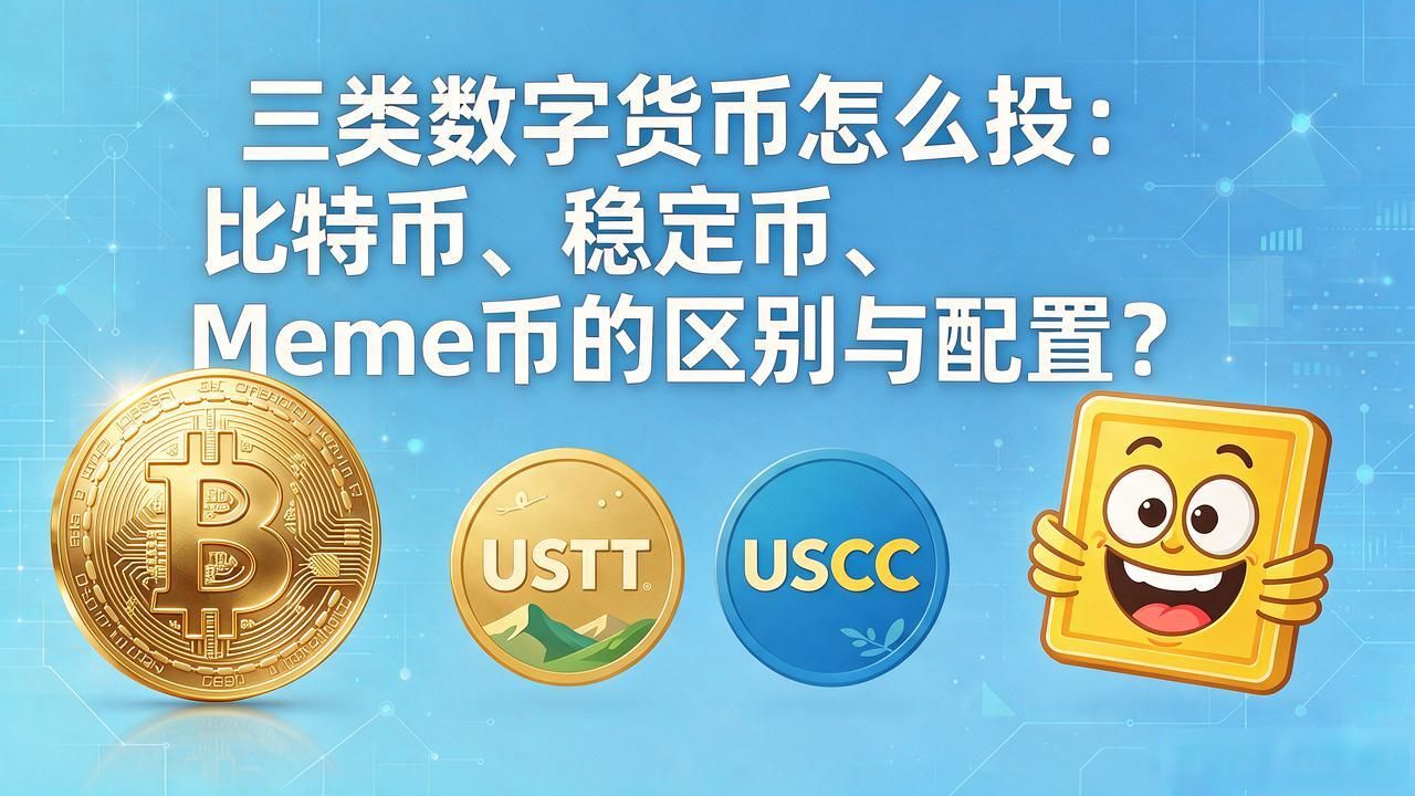 三类数字货币怎么投：比特币、稳定币、Meme币的区别与配置